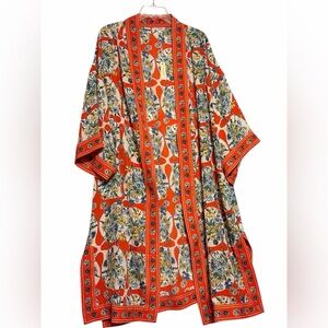 NWT Max Studio Multicolor Floral Kimono Bright orange size 2X